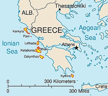 Map of Ionian Islands Ferry Routes