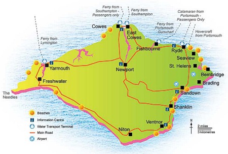 Isle of Wight Ferry Route Map
