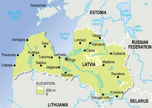 Latvia Ferry Route Map