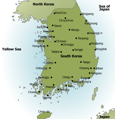 Map of South Korea Ferry Routes