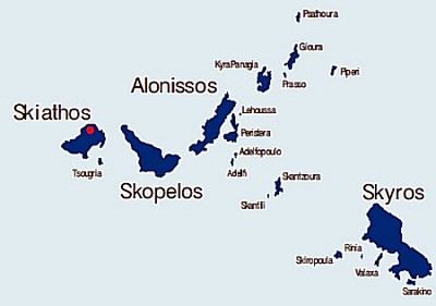 Map of Greek Sporades Islands